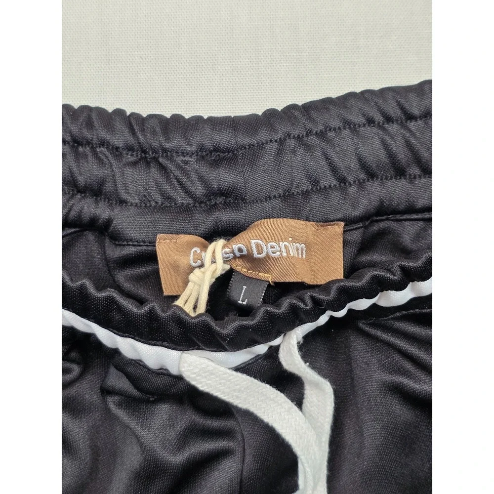 Crysp Denim Black Athletic Shorts Men's Large NWT Zip Pockets‎ Drawstring Street